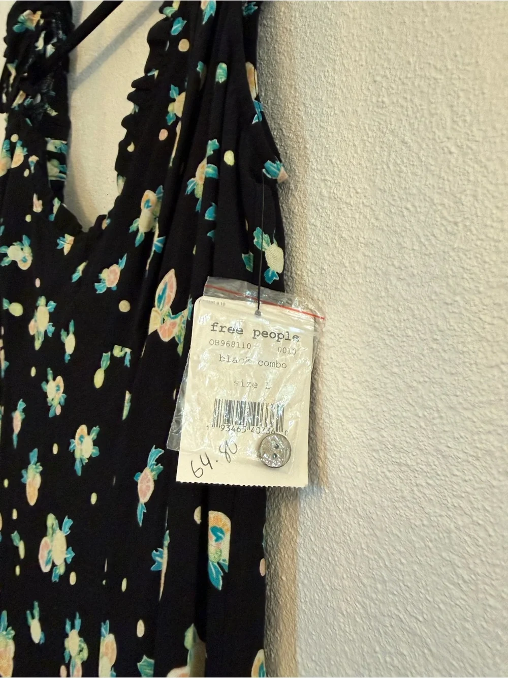 Free People Black Floral Backless Ruffle Mini Dress - Picture 4 of 6